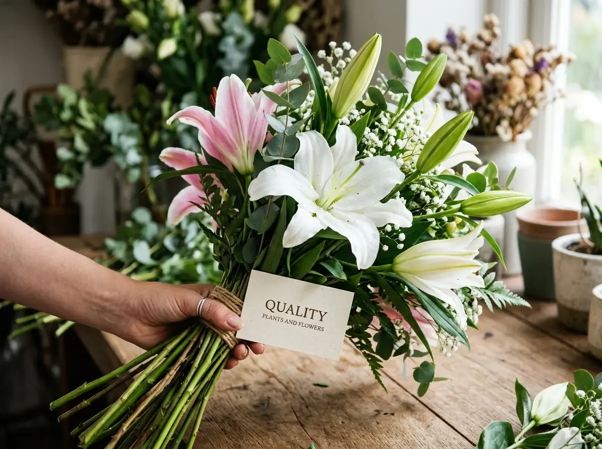 Hand-tied bouquet by Quality Plants and Flowers, florist in Denby Dale
